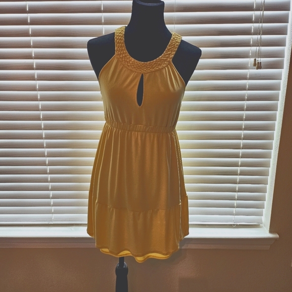 Marciano Mustard Woven Detail Dress - Picture 1 of 9